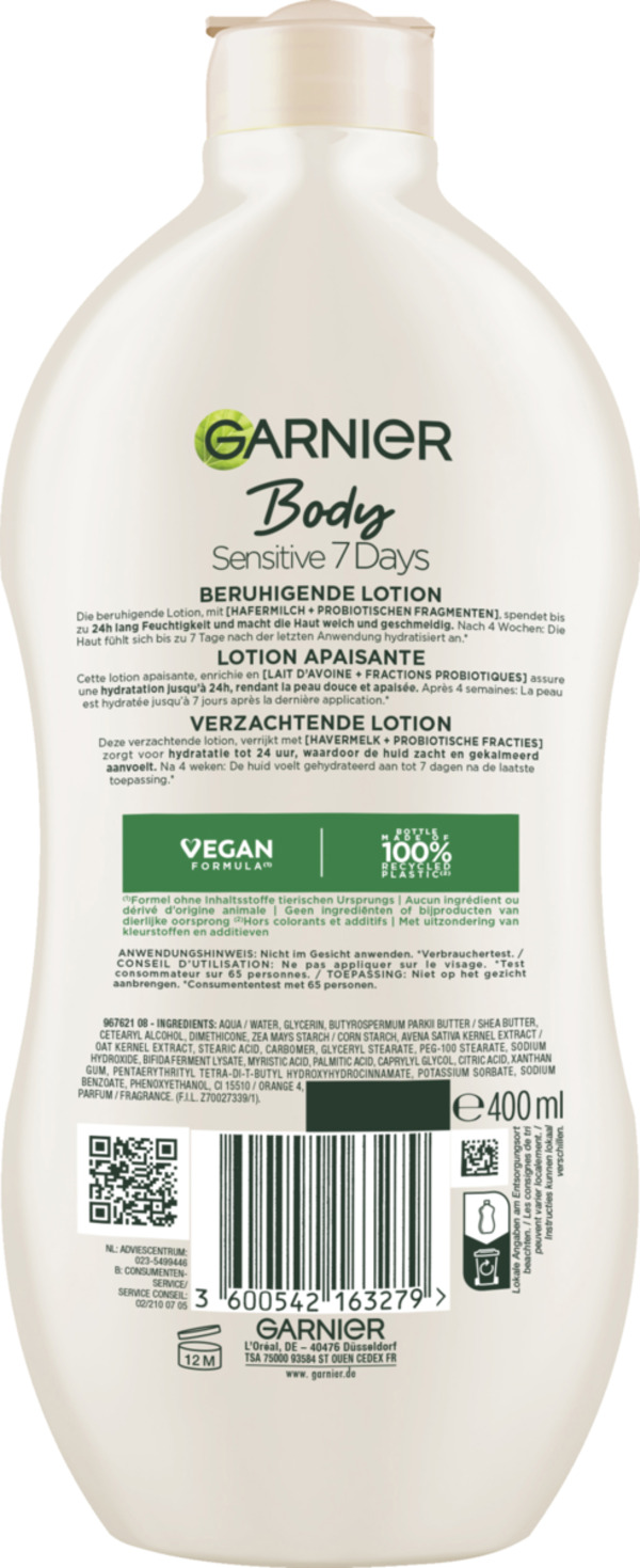 Bild 2 von Garnier Body Sensitive 7 Tage Beruhigende Milk mit Hafermilch