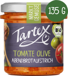 Tartex Bio Pflanzlicher Brotaufstrich mit Tomaten und Oliven