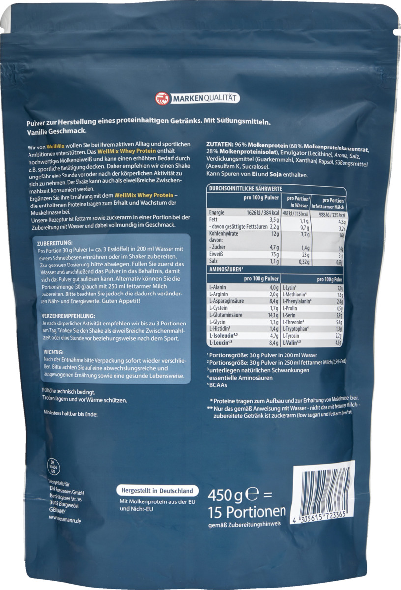 Bild 2 von WellMix Whey Protein Vanille Geschmack