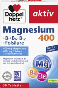 Doppelherz aktiv Magnesium 400 +B1+B6+B12 +Folsäure 6.43 EUR/ 100 g