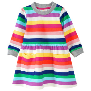Baby Sweatkleid in bunten Regenbogenfarben GELB / ROT / BLAU