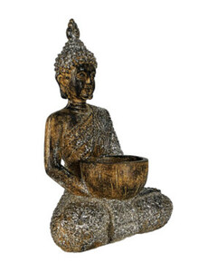 Teelichthalter Buddha, ca. 12 x 7 x 18 cm, Goldbraun