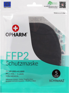 Opharm FFP2 Schutzmaske schwarz 5-lagig