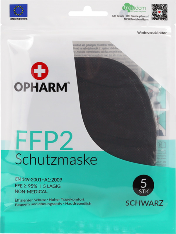 Bild 1 von Opharm FFP2 Schutzmaske schwarz 5-lagig