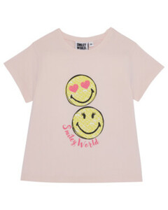 Smiley World T-Shirt, Schulterknöpfe, hellrosa
