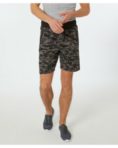 Sport-Shorts Camouflage, Ergeenomixx, Seitentaschen, schwarz bedruckt