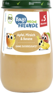 erdbär Bio Baby Freche Freunde Gläschen Apfel, Pfirsich & Banane