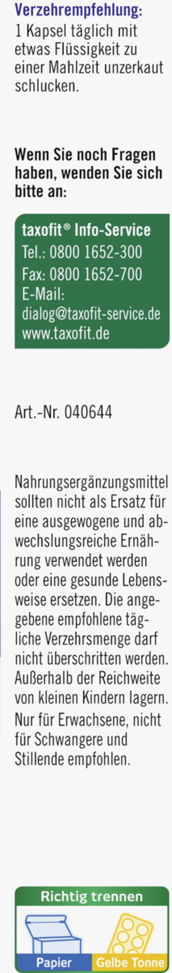 Bild 2 von taxofit Augen Sehkraft Tag+Nacht Kapseln