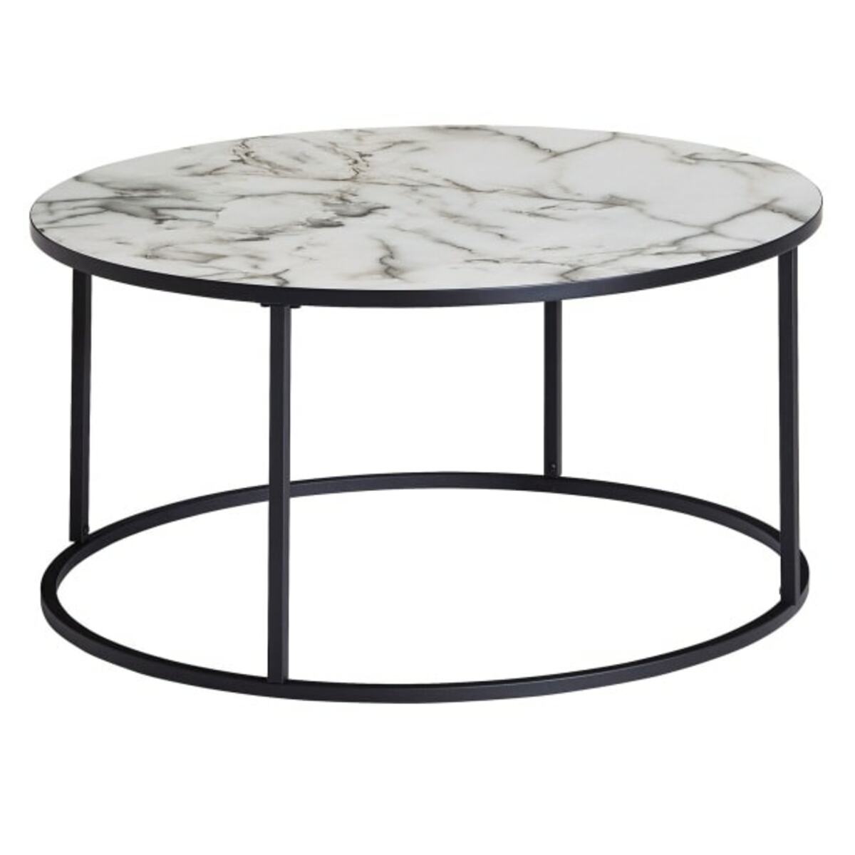 Bild 1 von Couchtisch rund 80 cm Schwarz/ Marmor Optik Weiß