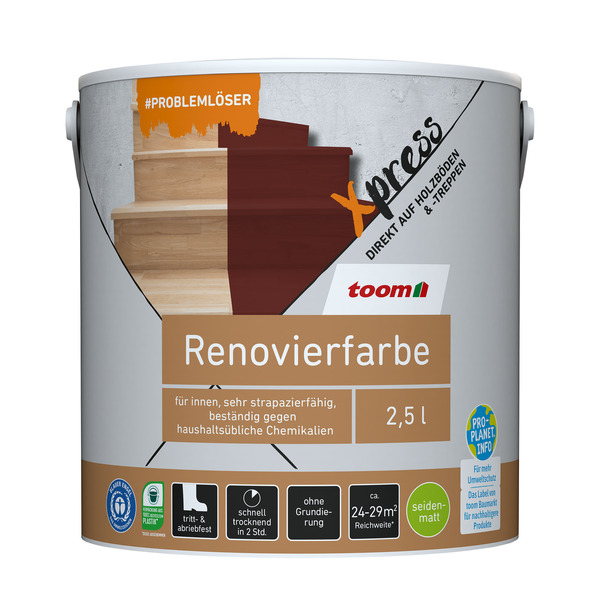 Bild 1 von toom Renovierfarbe für Holzböden- und Treppen silbergrau seidenmatt 2,5 l