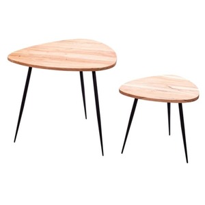 Couchtisch 2er Set Akazie massiv/schwarz