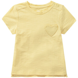 Baby T-Shirt mit Herz-Tasche HELLGELB