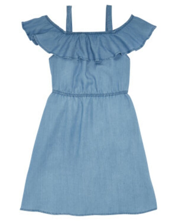 Bild 1 von Jeanskleid mit Carmen-Ausschnitt, Y.F.K., Stone-washed, jeansblau hell