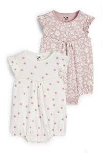 C&A Multipack 2er-Blümchen-Baby-Schlafanzug, Rosa, Größe: 62
