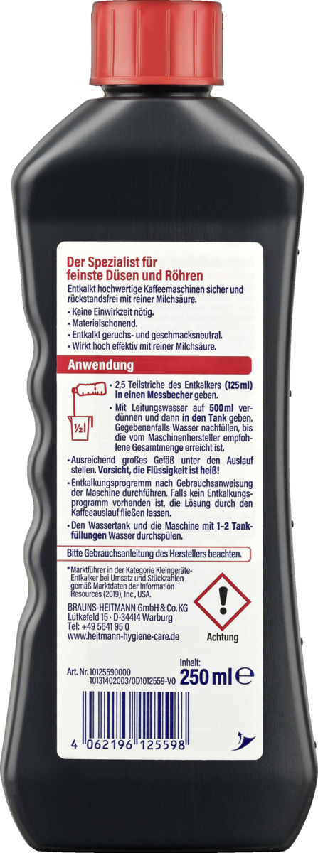 Bild 2 von Heitmann Kaffeemaschinen Entkalker