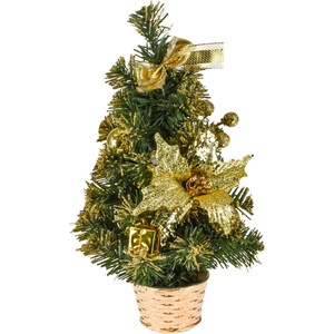 Weihnachtsbaum künstlich 50 cm beschmückt im goldenen Topf