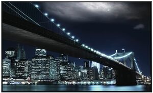 papermoon Infrarotheizkörper EcoHeat 74X120 cm Alu-Rahmen, Brooklyn Brücke, 900W