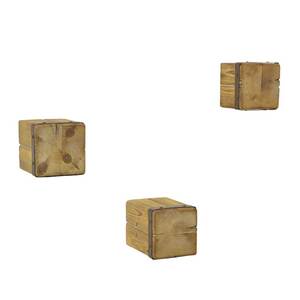 Deko Hängeregal Set aus Tanne Massivholz und Metall quadratisch (dreiteilig)