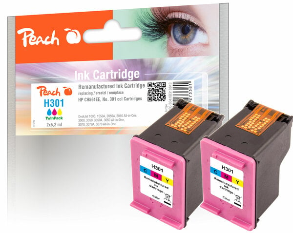Bild 1 von Peach Doppelpack Druckköpfe color kompatibel zu HP No. 301, CH562EE