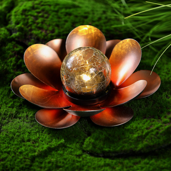 Bild 3 von I-Glow LED-Solar Lotusblume groß - Orange-Gold
