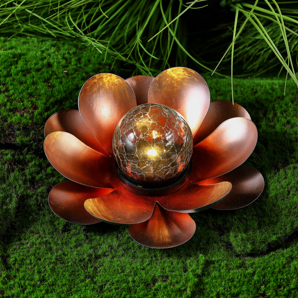 Bild 4 von I-Glow LED-Solar Lotusblume groß - Orange-Gold