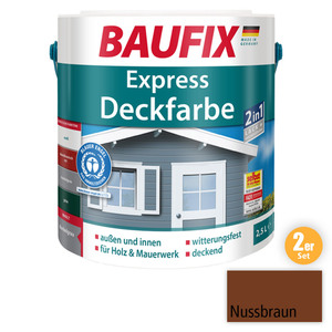 BAUFIX 2in1 Express Deckfarbe nussbraun 2-er Set