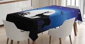 Abakuhaus Tischdecke »Personalisiert Farbfest Waschbar Für den Außen Bereich geeignet Klare Farben«, Hirsch Tier mit Geweih mit Vögeln