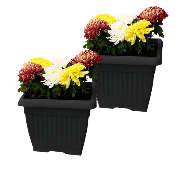 Bild 1 von Powertec Garden Pflanztopf "Lucca" - 2er-Set, Anthrazit, Eckig, je ca. 30 x 30 x 25 cm