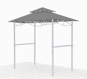 Grasekamp Ersatzdach für BBQ Grill Pavillon 1,5x2,4m Grau Unterstand Doppeldach Gazebo