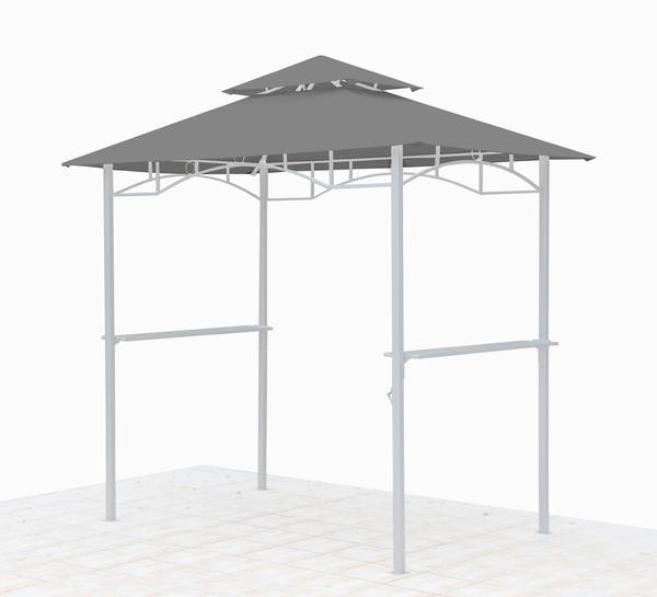 Bild 1 von Grasekamp Ersatzdach für BBQ Grill Pavillon 1,5x2,4m Grau Unterstand Doppeldach Gazebo