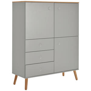 Lomoco Highboard eiche furniert massiv grau eichefarben