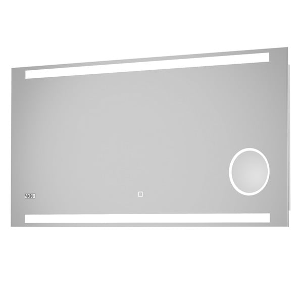 Bild 1 von DSK LED-Spiegel 'Silver Style' 120 x 60 cm mit Uhr und Kosmetikspiegel