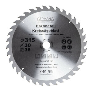 Germania Hartmetall Kreissägeblatt Ø 315 mm Holz