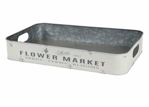 Metalltablett Flower Market Gr. L 49,5x29x8cm Creme