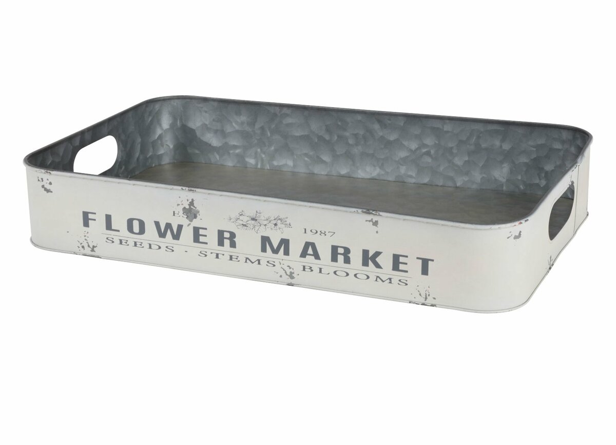 Bild 1 von Metalltablett Flower Market Gr. L 49,5x29x8cm Creme