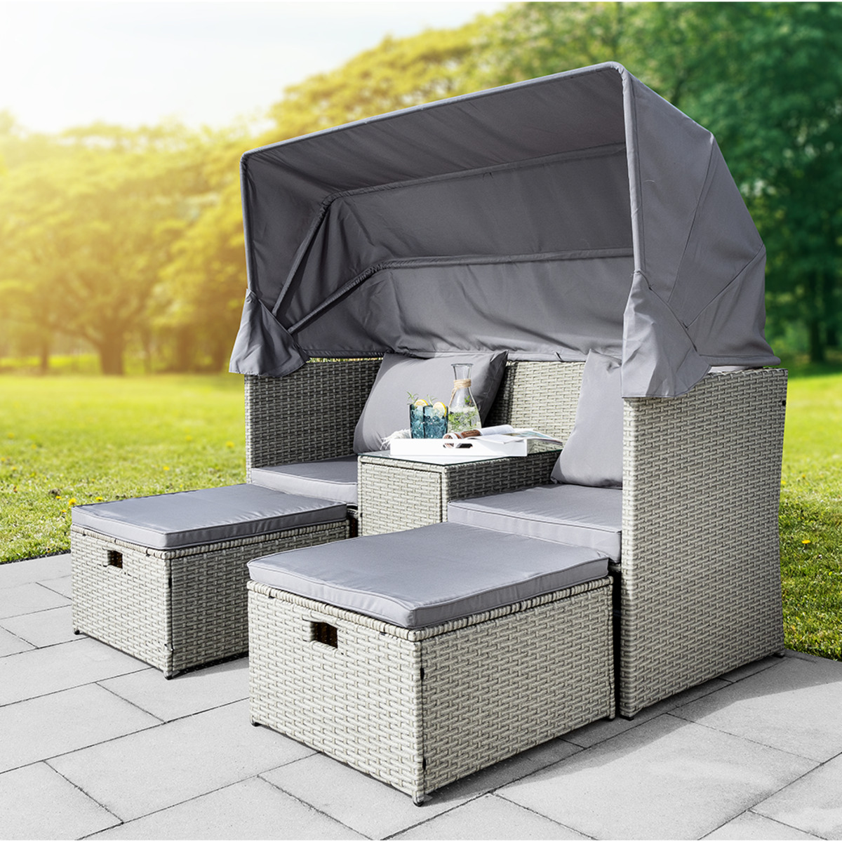 Bild 2 von Westerholt Strandkorblounge inkl. integriertem Tisch mit Glasplatte