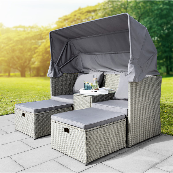 Bild 2 von Westerholt Strandkorblounge inkl. integriertem Tisch mit Glasplatte