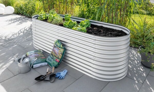 Bild 1 von Powertec Garden Stahl Oval Hochbeet XL - Silber