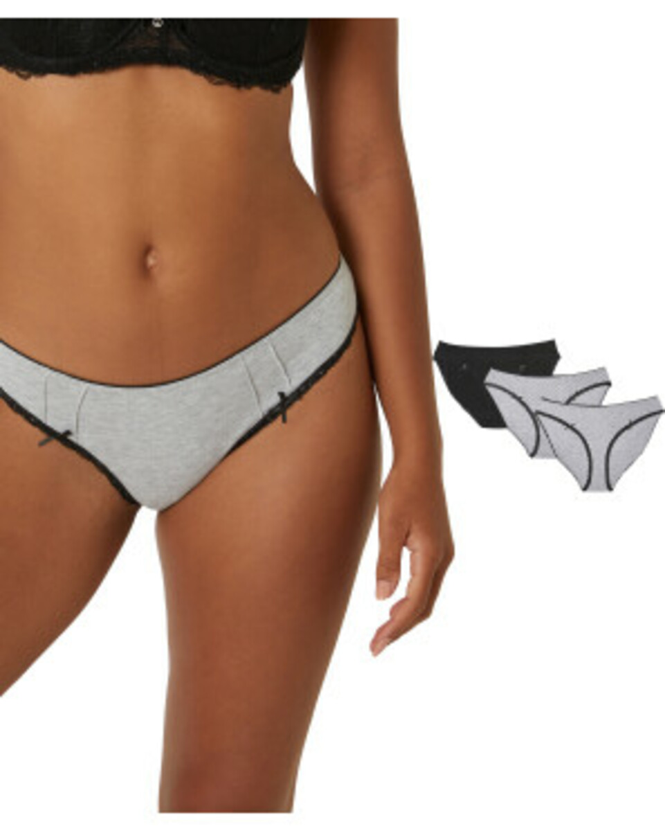 Bild 1 von Slips mit Spitze, 3er-Pack, Janina, grau melange