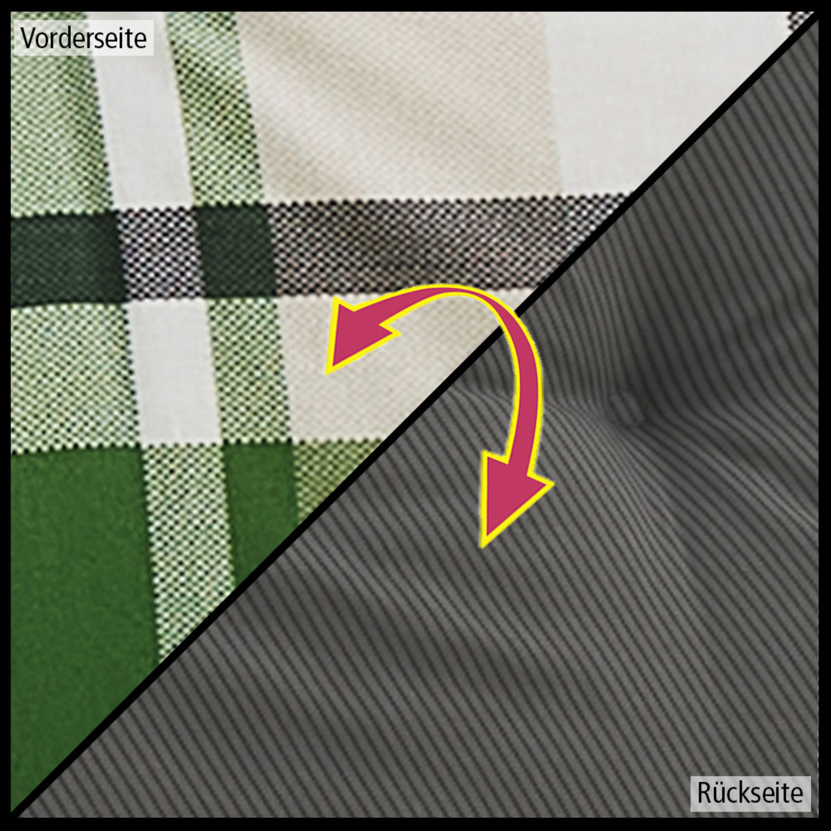 Bild 3 von Solax Sunshine Wendeoptik Hochlehner-Auflage, Karo Grün/Beige/Anthrazit