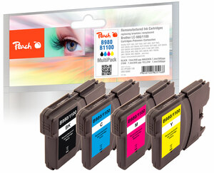 Peach Spar Pack Tintenpatronen kompatibel zu Brother LC-1100, LC-980