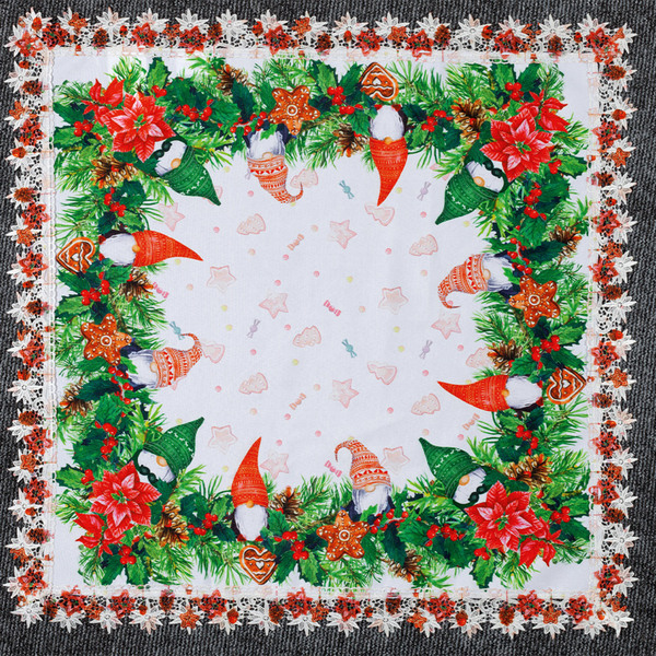 Bild 1 von Bella Casa Mitteldecke mit Spitze, ca. 80 x 80 cm - Wichtel/Weihnachtssterne
