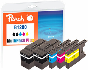 Peach Spar Pack Plus Tintenpatronen, XL-Füllung, kompatibel zu Brother LC-1280