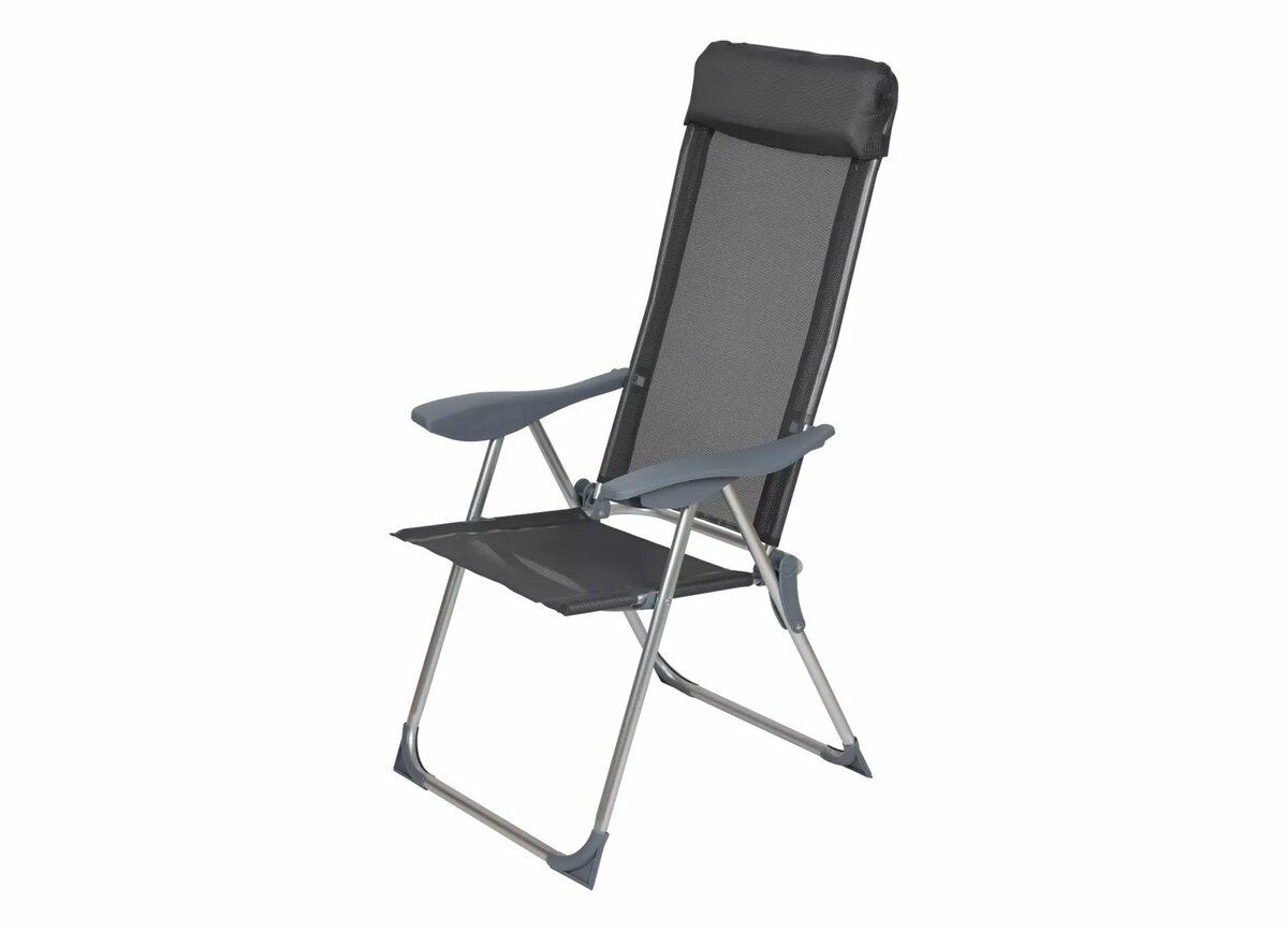 Bild 1 von Aluminium-Klappsessel Anthrazit Gemütlicher Aluminium-Klappsessel mit 5-fach verstellbarer Rückenlehne und gepolsterter
