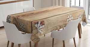 Abakuhaus Tischdecke »Personalisiert Farbfest Waschbar Für den Außen Bereich geeignet Klare Farben«, Weihnachten Holz Plank Schneeflocken