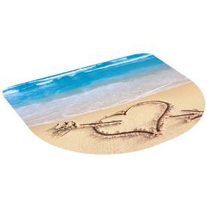 Santosini Weichschaum-Badematte Halbrund, ca. 50 x 55 cm - Strand mit Herz