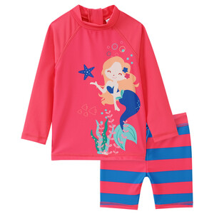 Baby UV-Badeshirt und Shorts mit Print PINK / BLAU