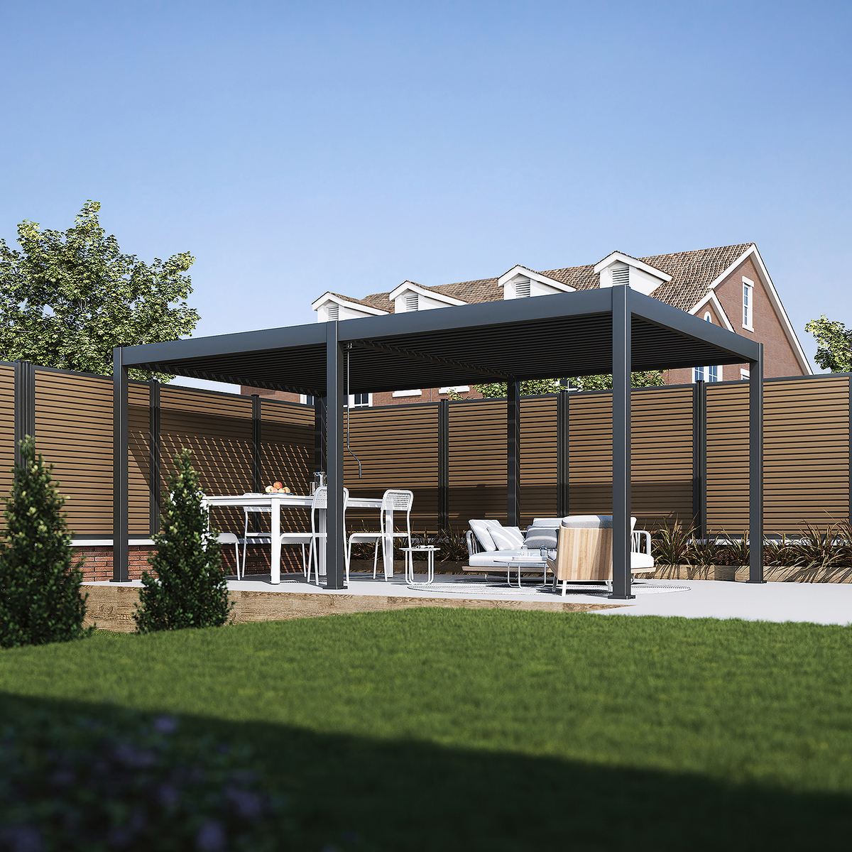 Bild 1 von bellavista - Home & Garden® Pergola Lamellen-Pavillon "Oasis" 360 x 600 cm, Aluminium, anthrazit