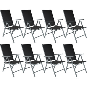 8 Aluminium Gartenstühle - schwarz/anthrazit