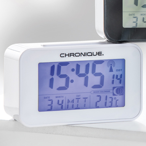 Chronique LCD Funk-Wecker mit Temperaturanzeige, Weiß